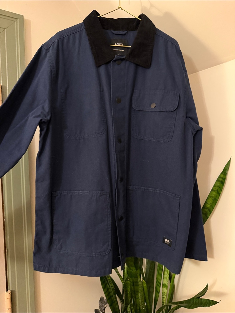 Vans Navy Drill Chore Coat Black Corduroy Collar